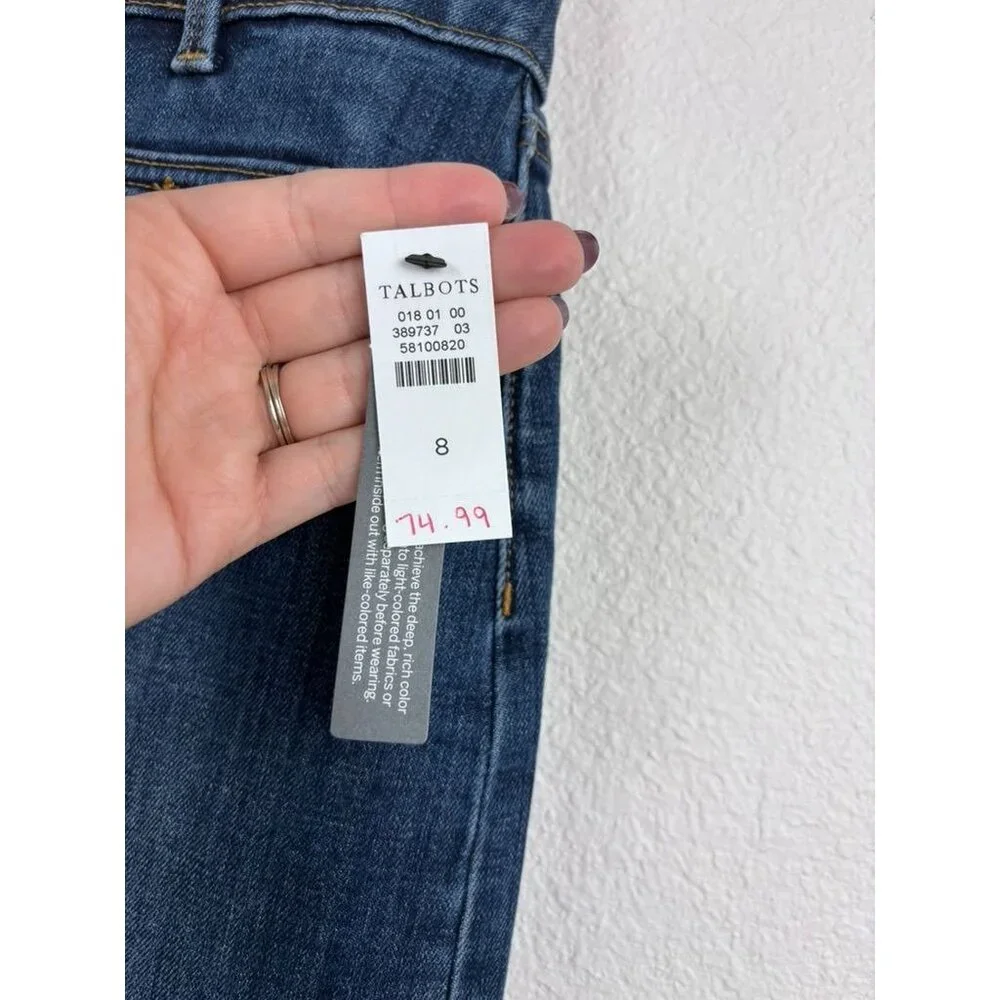 Talbots women's 8 medium wash denim a-line mini skirt NWT casual‎